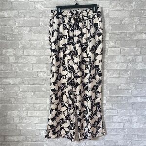 Chic Black and White Floral Pants